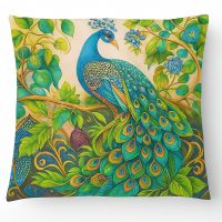 Párnahuzat 45 x 45 cm - Páva levelekkel