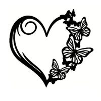 Fém dekoráció 30 x 28 cm - Szív pillangókkal