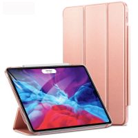 PU ház Apple iPad Pro 12.9 (2020) + Apple Pencil tároló - Rózsaarany