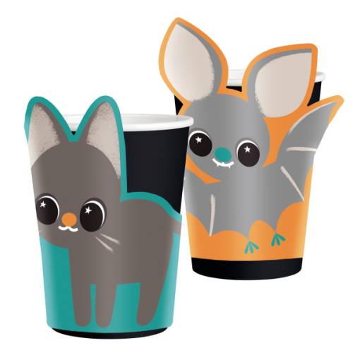 Foto - Papírpoharak - Denevér és Macska, 8 db