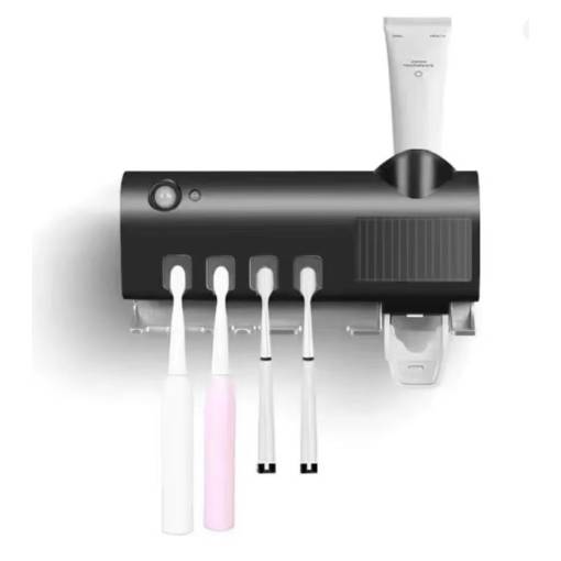 Foto - Fali fogas kefék UV fény védelemmel és fogkrém adagolóval - Fekete