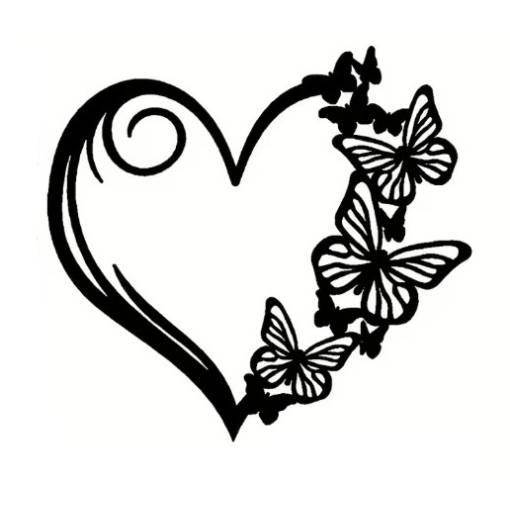 Foto - Fém dekoráció 30 x 28 cm - Szív pillangókkal