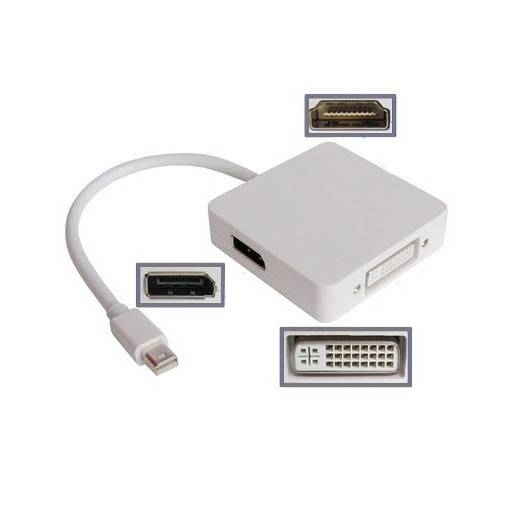Foto - Mini Display Port HDMI, DVI és DisplayPort átalakító - Fehér