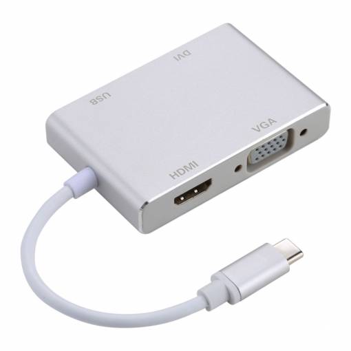 Foto - USB-C 4in1 Adapter (HDMI, VGA, DVI, USB) - Ezüst