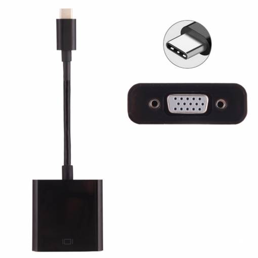Foto - USB-C (hím) / VGA (női) adapter - Fekete