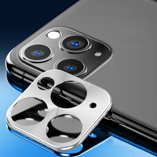 Foto - Fém keret iPhone 11 Pro / 11 Pro Max hátsó kamerájához - Ezüst