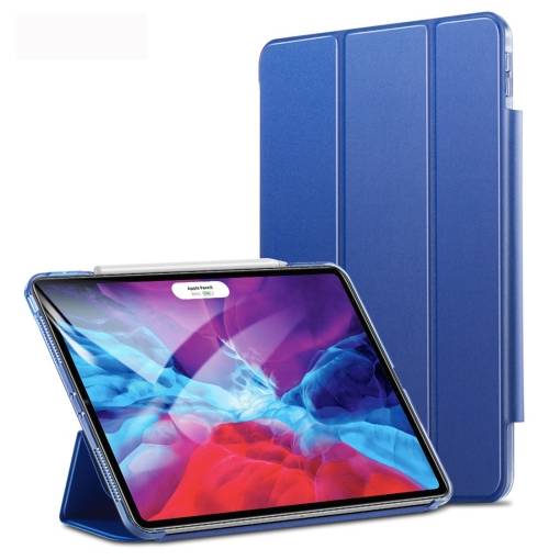 Foto - PU ház Apple iPad Pro 12.9 (2020) + Apple Pencil tároló - Tengerkék