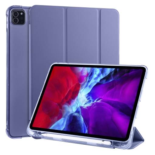 Foto - PU bőr hátlap Apple iPad Pro 11 (2020) + Apple Pencil tároló - Lila