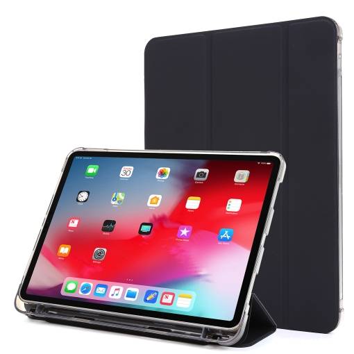 Foto - PU tok Apple iPad Pro 12.9 (2021) + Apple Pencil tartó - Fekete