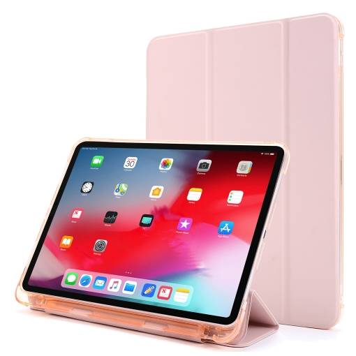 Foto - PU bőrtok Apple iPad Pro 12.9 (2021) készülékhez + Apple Pencil foglalat - arany